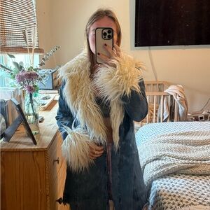 Show Me Your MuMu Denim Jacket with Faux Fur Trim